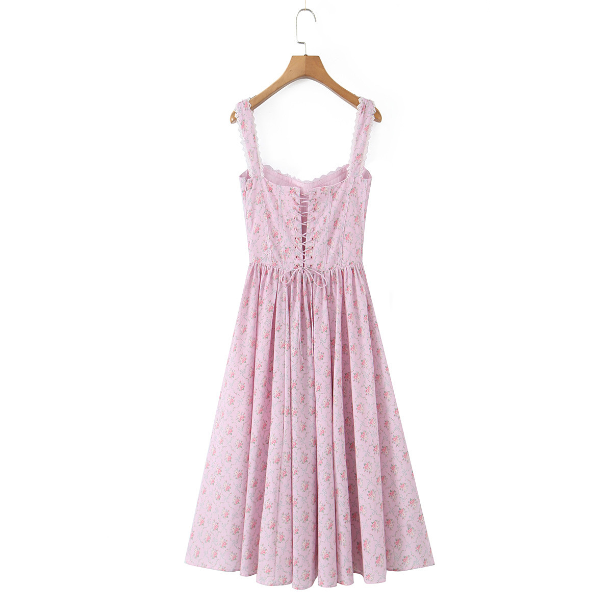 Lace patchwork back strap camisole dress
