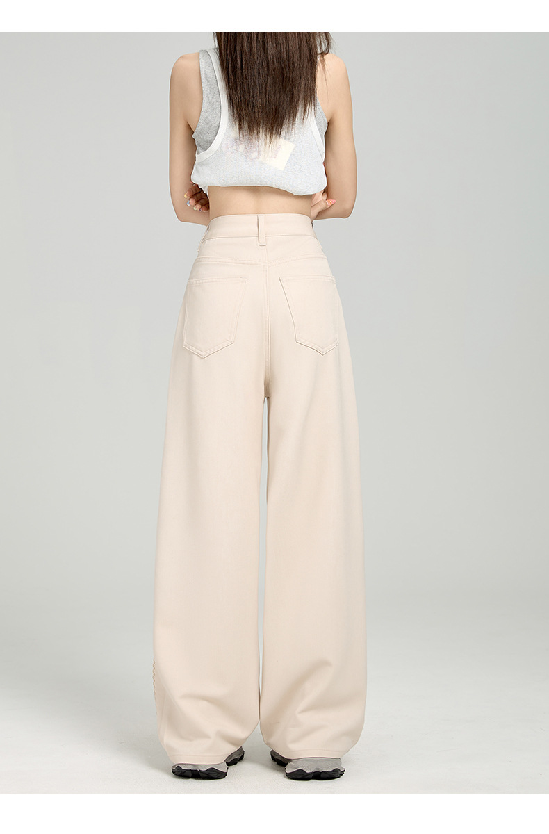 Straight Leg Jeans for Women Denim Pants Beige Color Comfortable and Versatile Fit