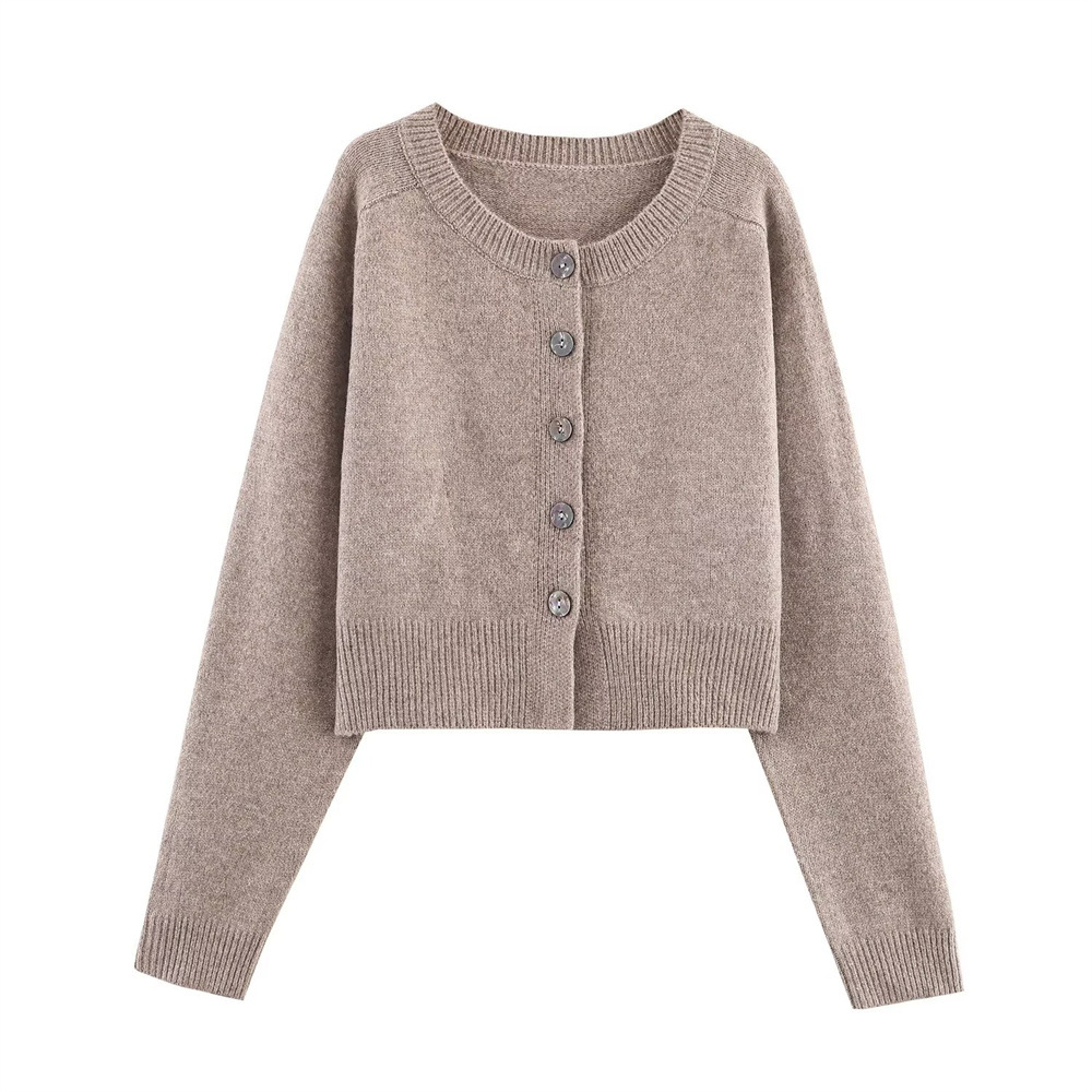 Ladies Plain Full Sleeve Button Front Polyester Sweater