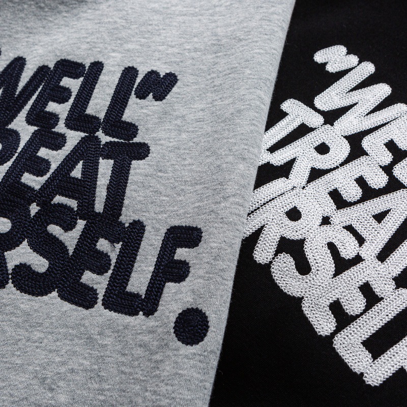 Japanese Vintage Typography Stitched Crew Oversized Hoodie