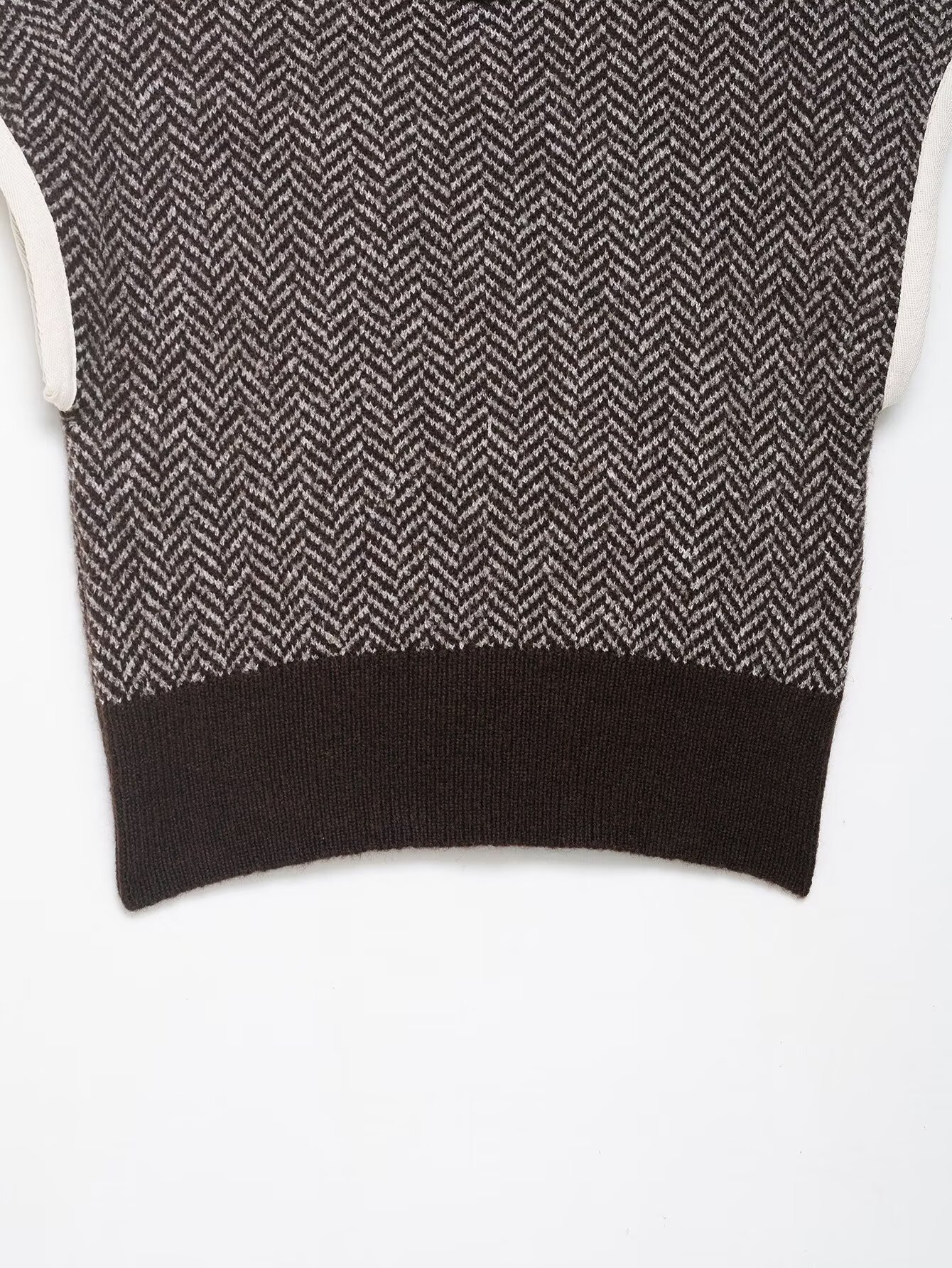 Crewneck Polyester Plain Fishbone Sweater Vest