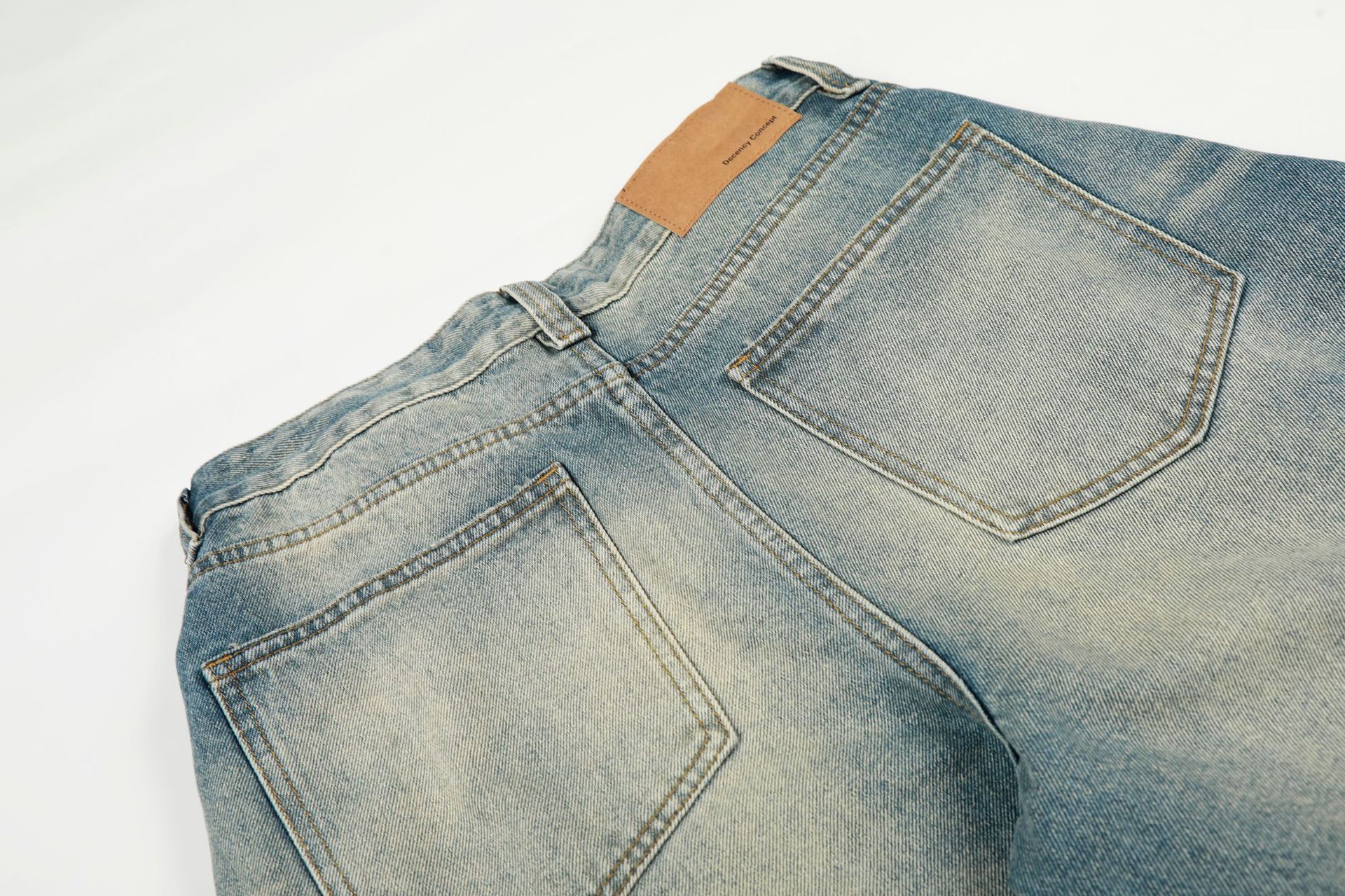 Street Style High-End Vintage Cat-Whisker Texture Pleated Design Men's Wide-Leg Casual Jeans