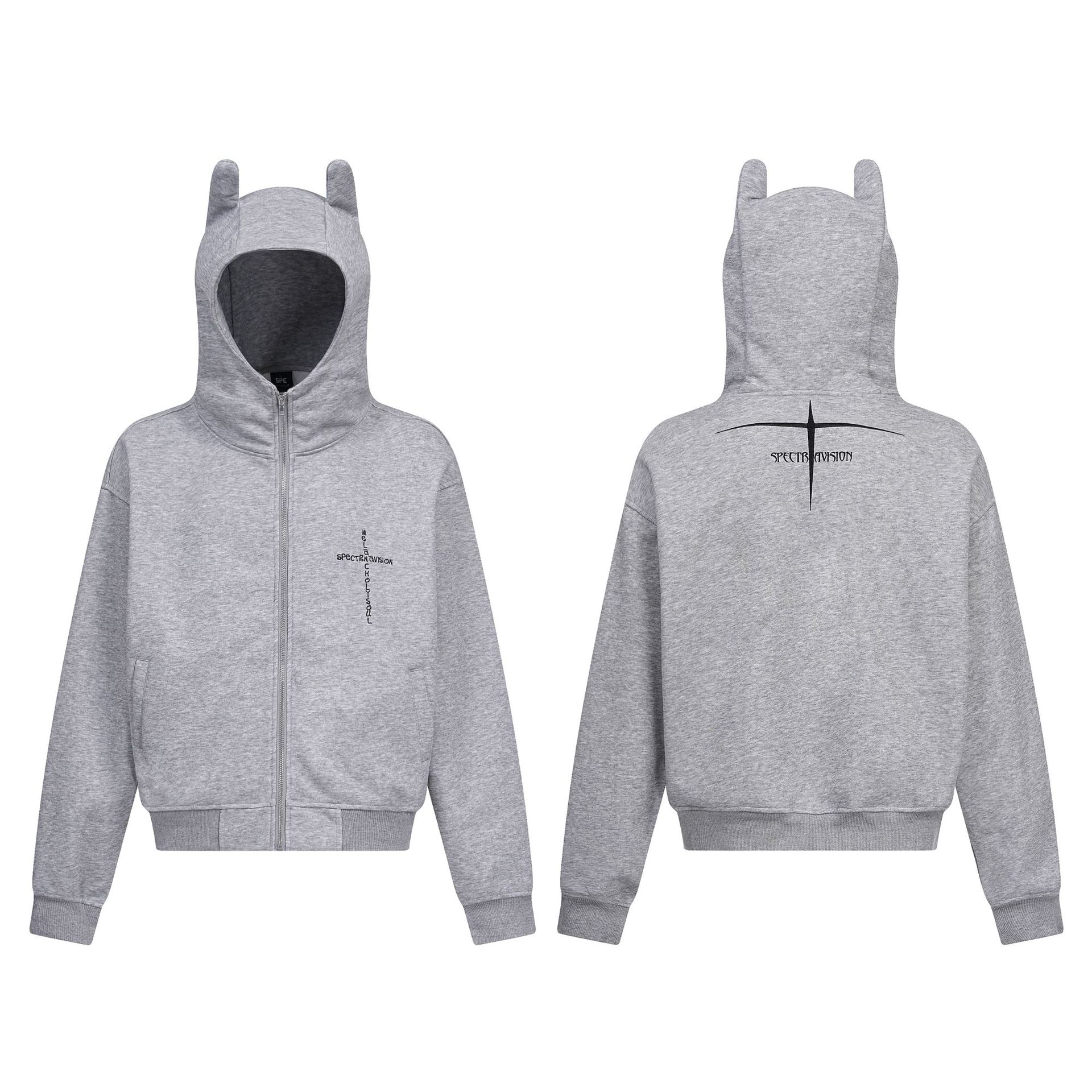 American Retro Loose Fit Geometric Zip Hoodie
