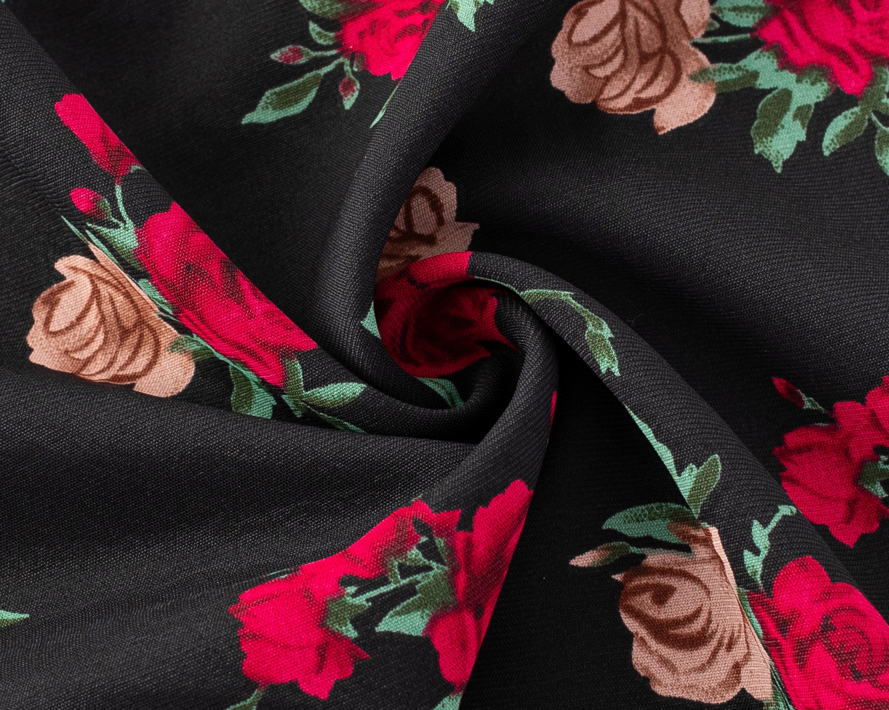 Tie-Shoulder Black Base Printed Long Dress