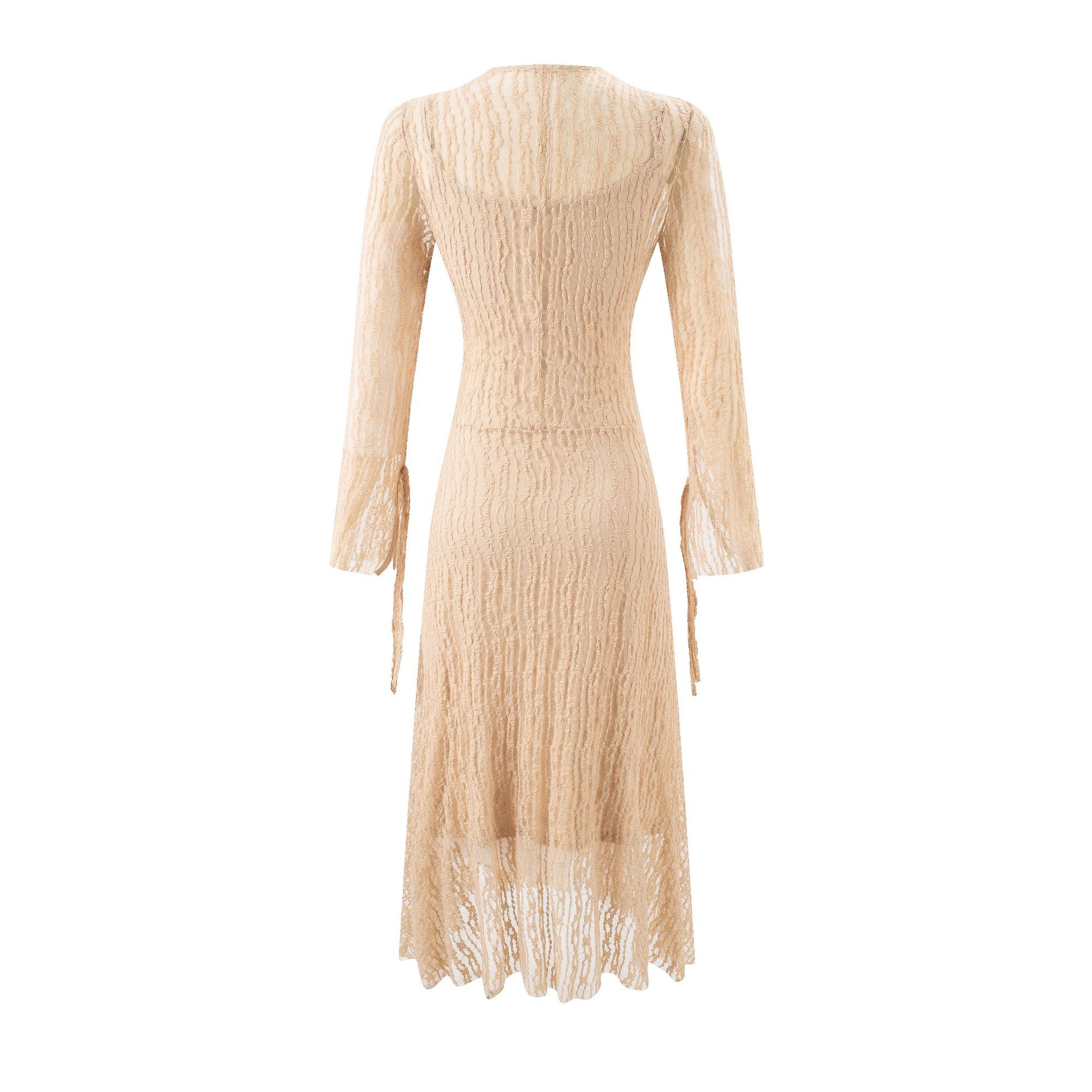 Drawstring Belted Figure-Flattering Dress