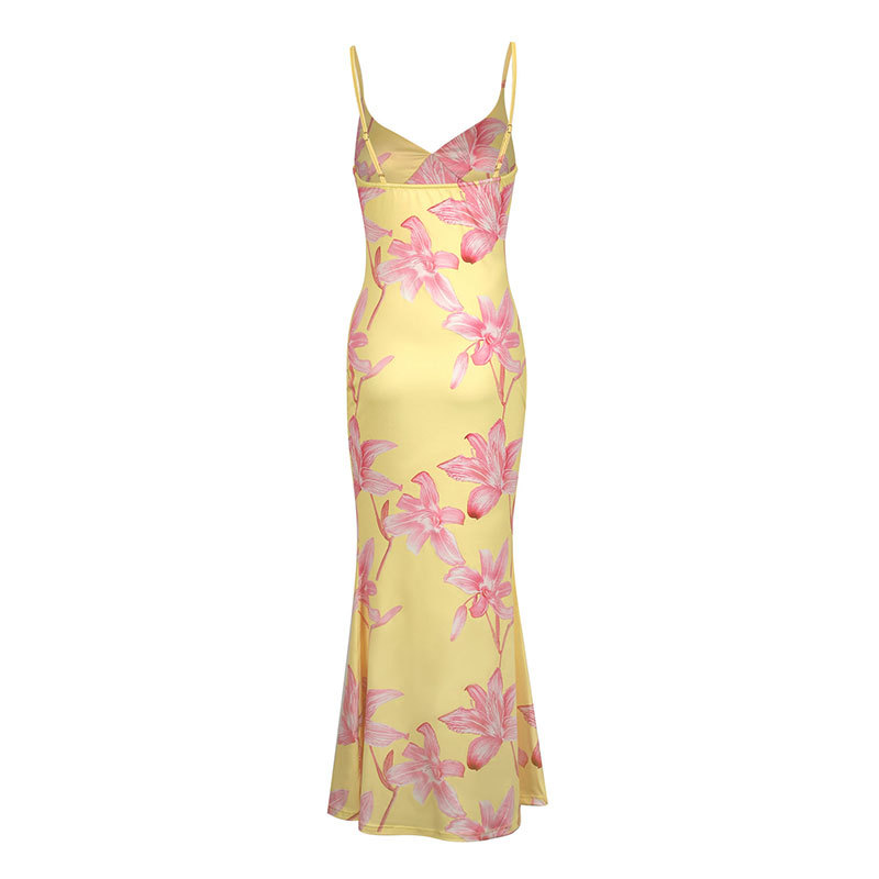 Open Back Plunge Slim Midi Dress