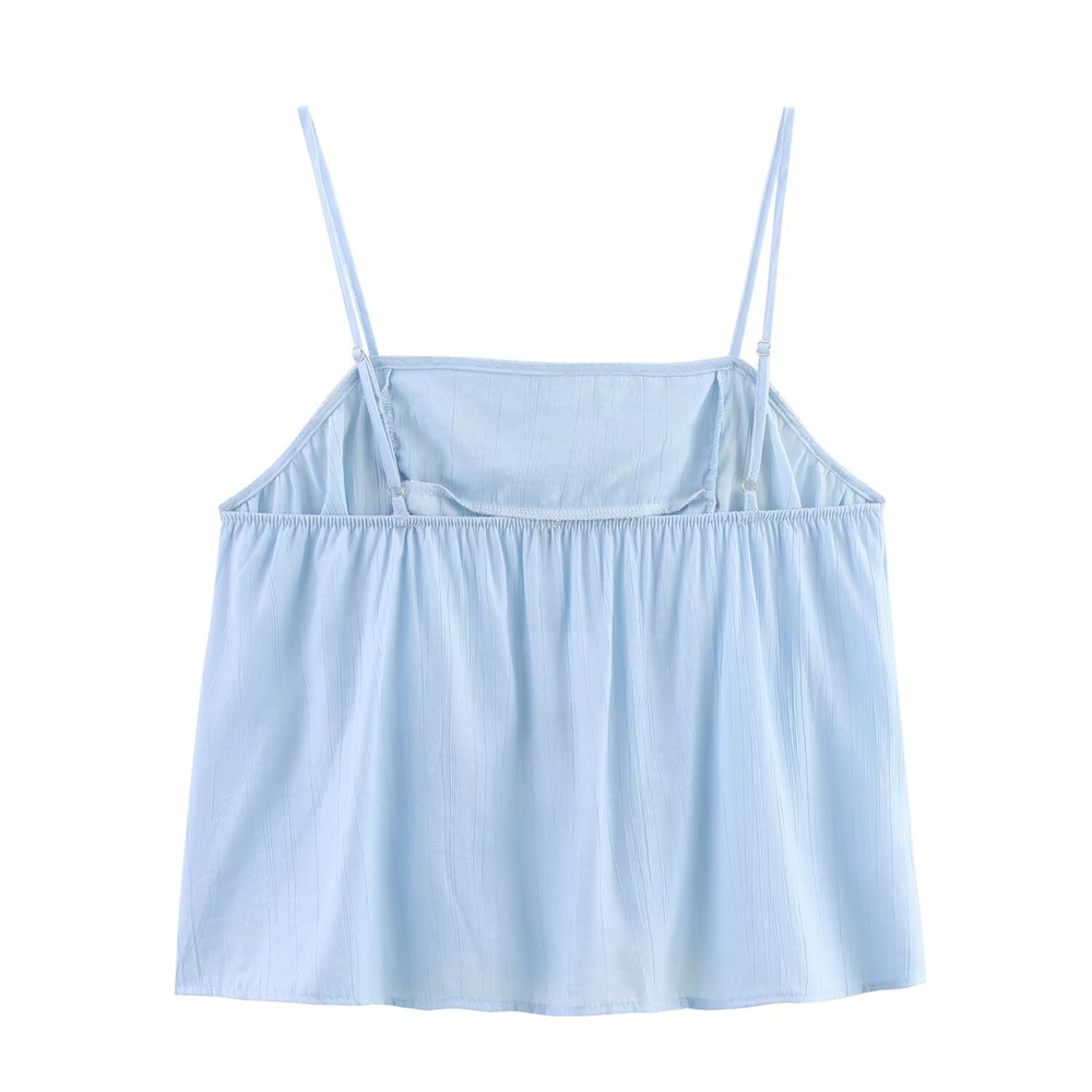 Crew Collar Short Sleeve Polyester Blouse