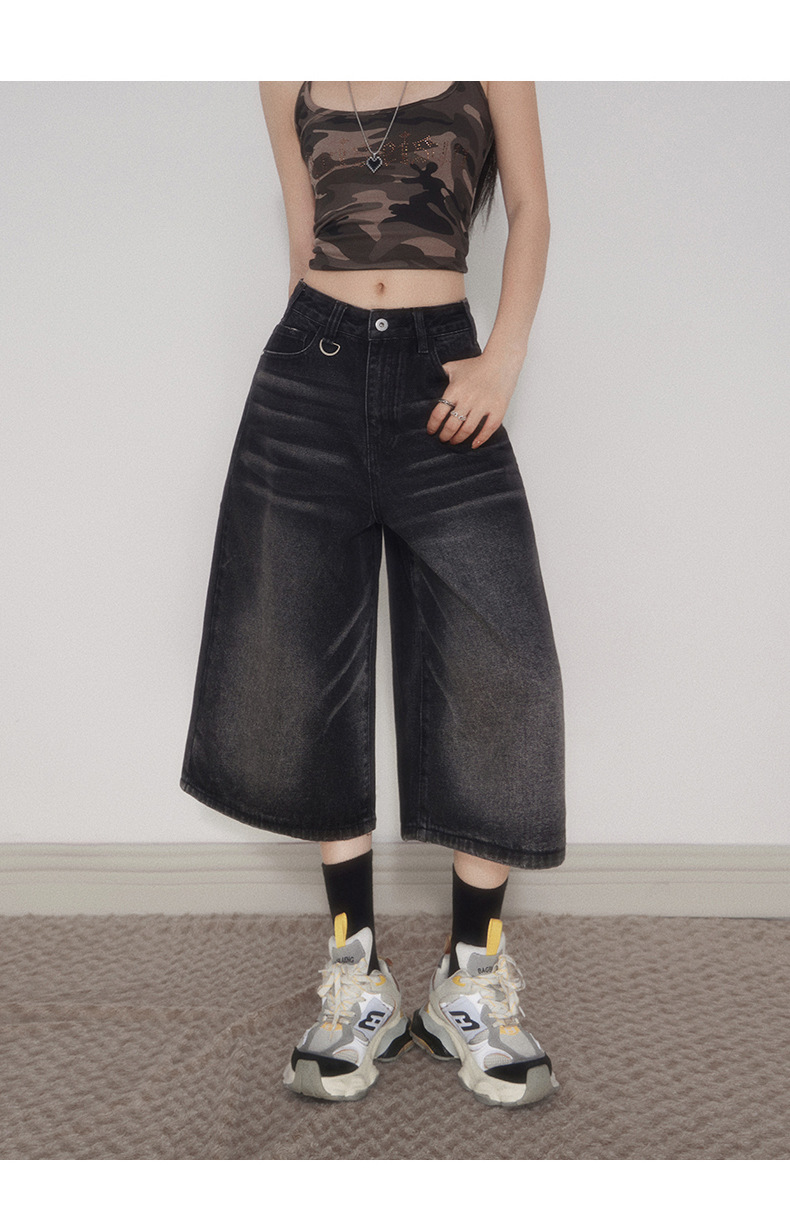 Women's Pants Loose Casual Slimming Pear-Shaped Denim Mid-Length Trousers
