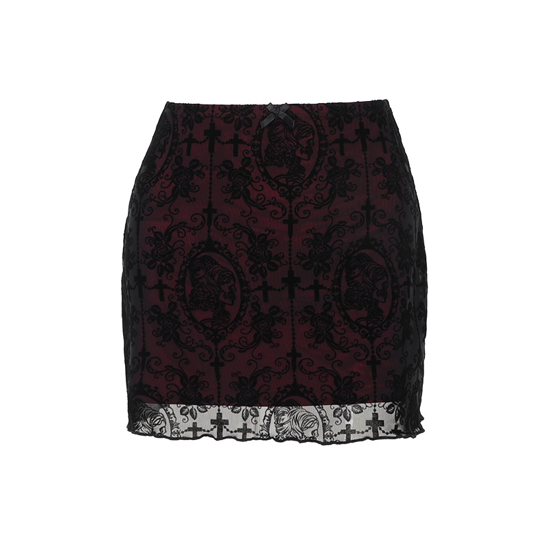 Private Celebrity Fitted Layered Above-Knee Polyester Print Skirt
