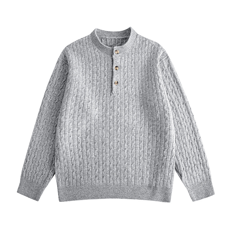 Oversized Aran Placket Sweater