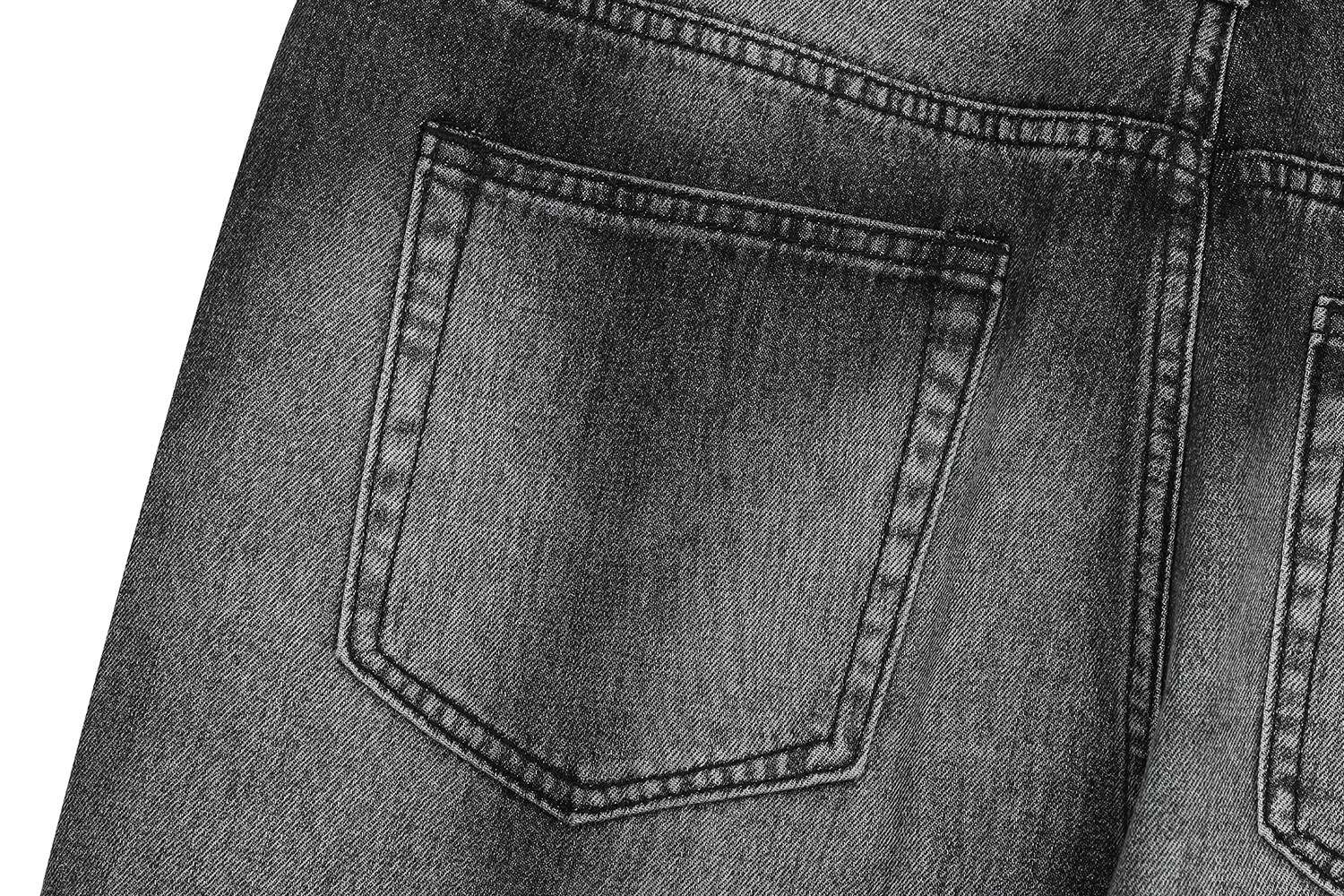 Retro Street Style Cat Whisker Pattern Loose Fit Men's Washed Black Flare Jeans