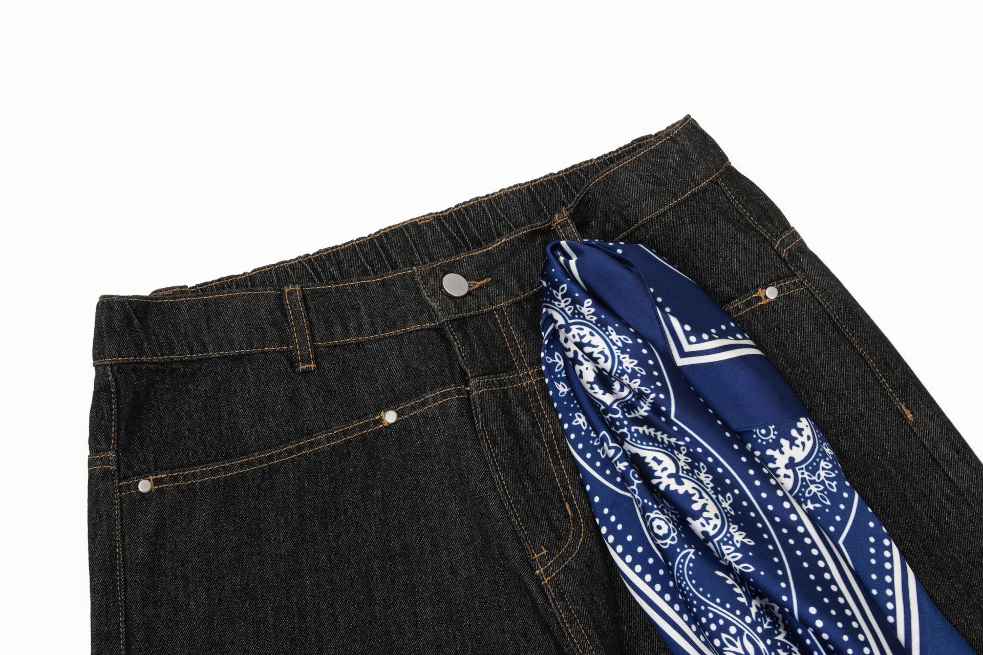 Street Style Vintage Raw Denim Deconstructed Design Men's Loose Wide-Leg Jeans