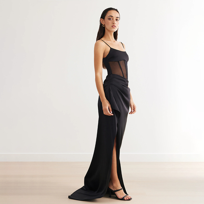 Illusion Split Shoulder Bodycon Utility Dress
