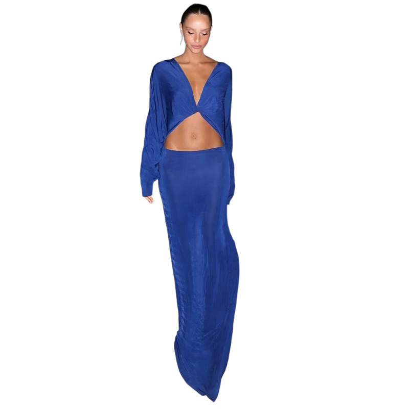 Plunge Cutout Low Waist Long Sleeve Bodycon Dress