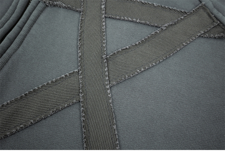 Utility Distressed Cotton Insulated Full-Zipper Embroidery Hoodie