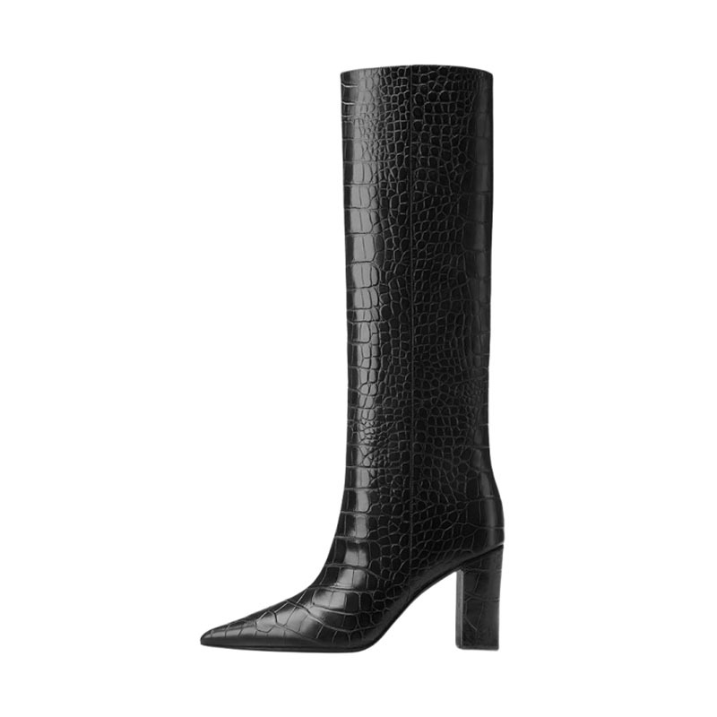 New Fashion Autumn WInter Warm Knee High Boots Sexy High Heels Pointed Toe Black Beige Dress Party Lady Long Boots
