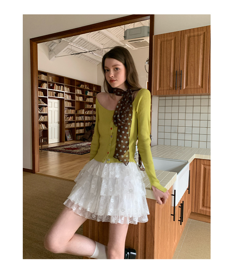 Solid Button Front Scoop Collar Long Sleeve Cardigan