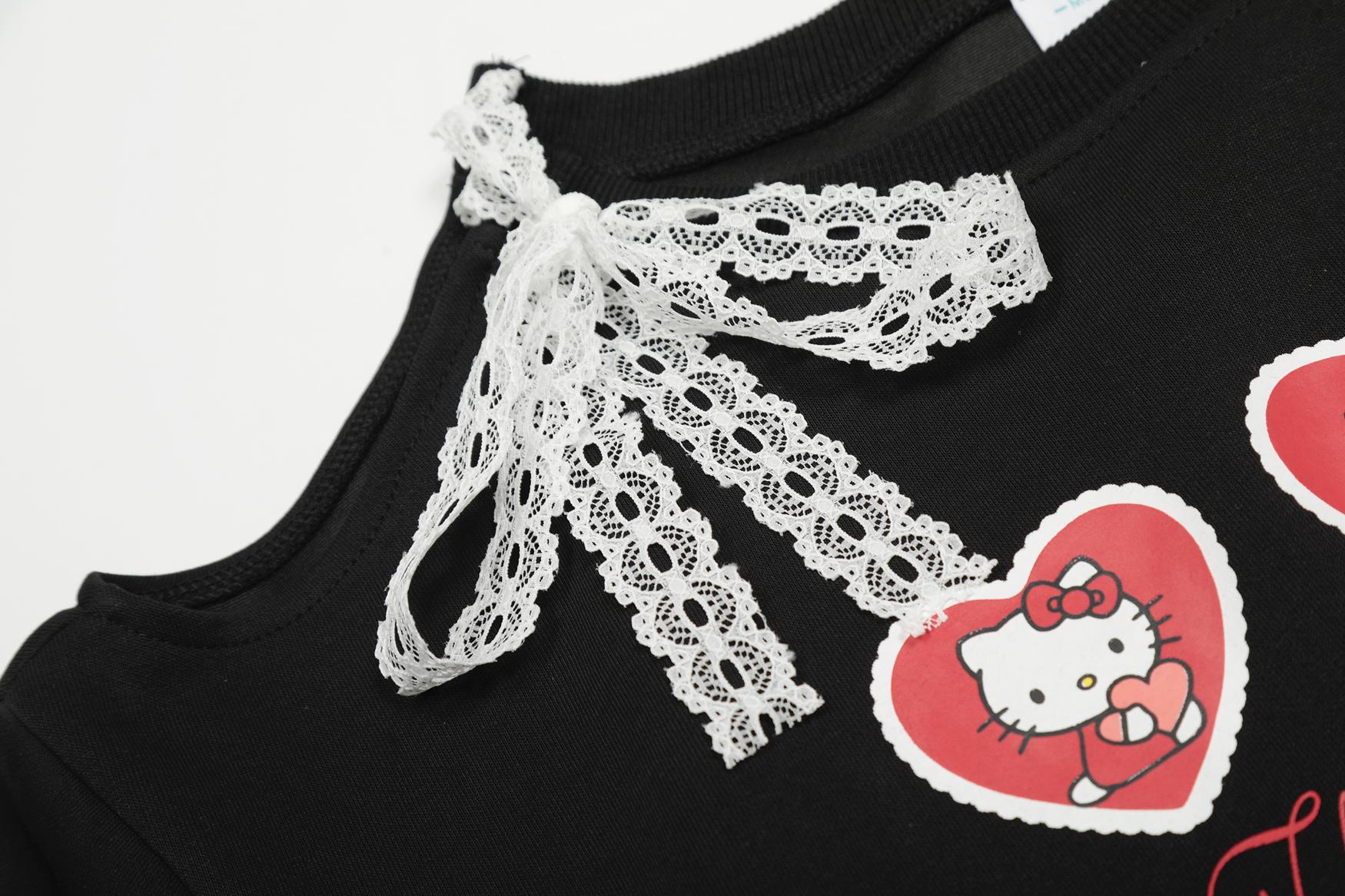 Bardot Sweetheart Kitten Print Shirred Torso Hoodie