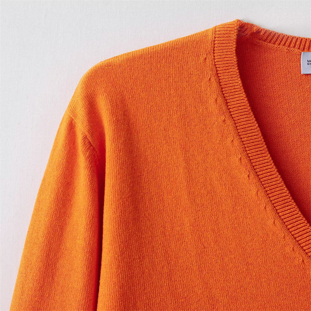 Ladies Full Arm Plain Notched Sweater