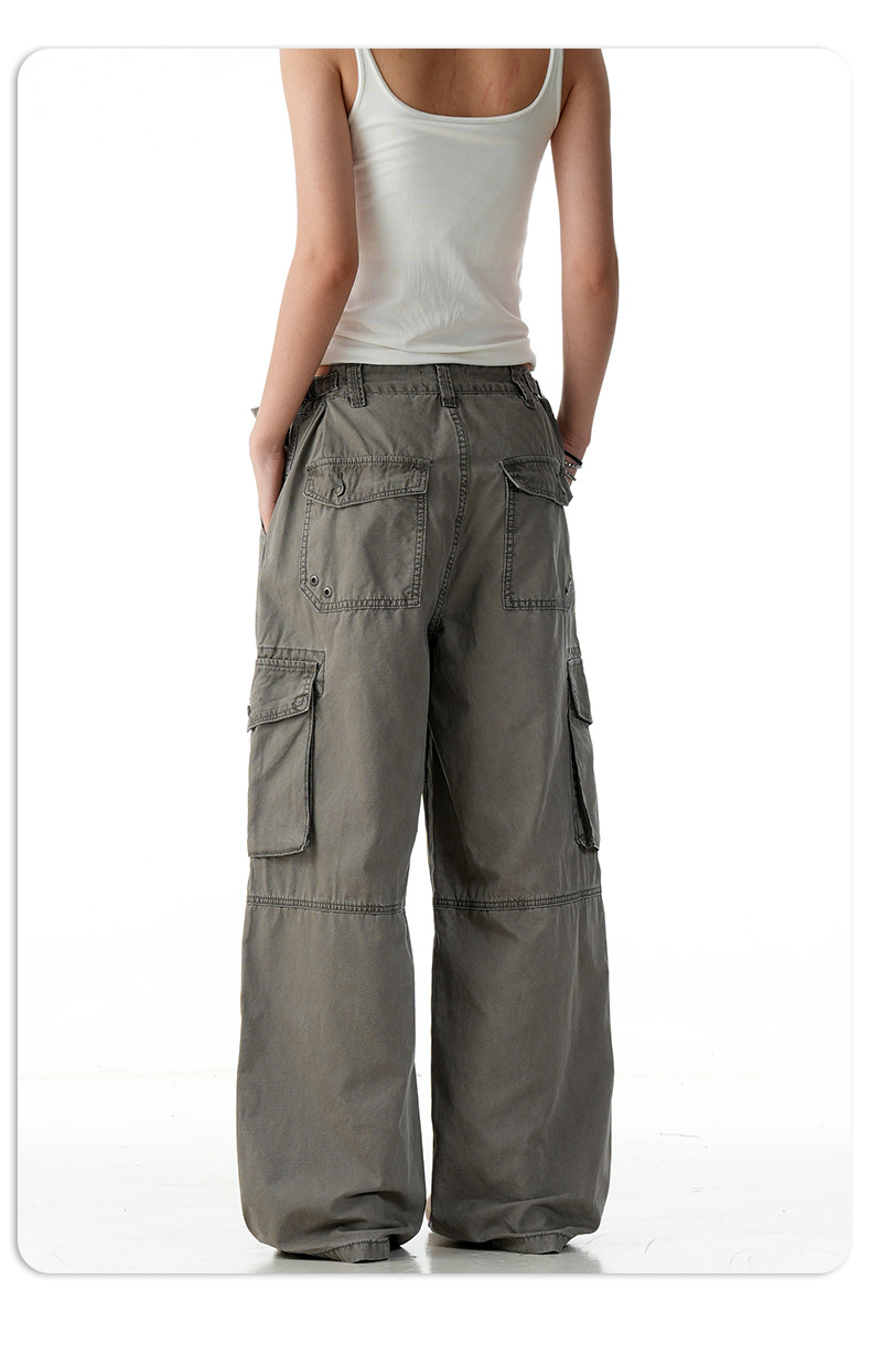 A-Line Straight Cargo Pants for Men and Women Pure Cotton Multi-Pocket Loose Fit Quality Slimming Casual Long Pants