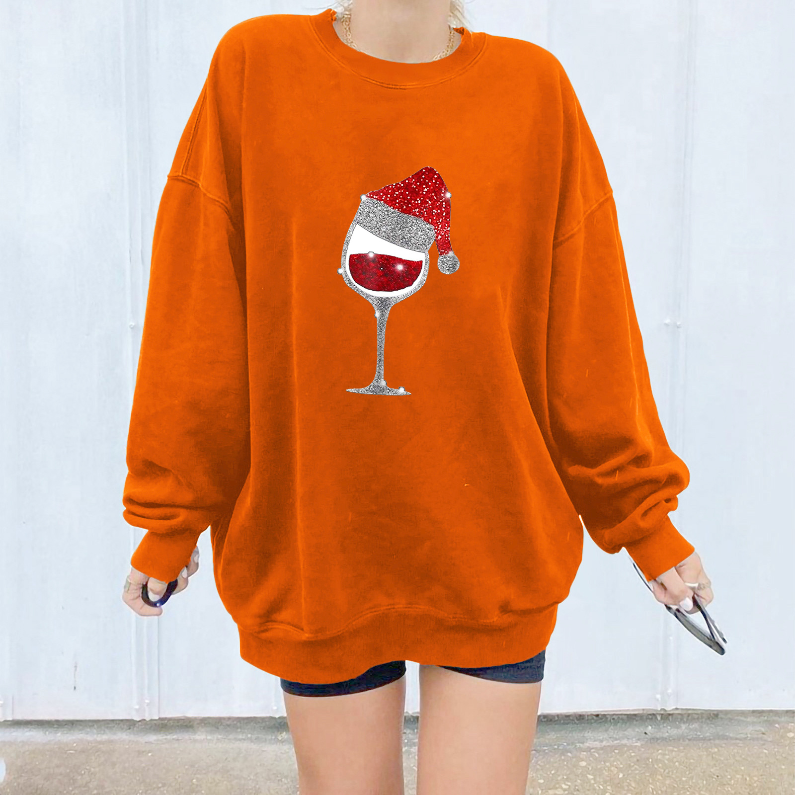 Women's Thick Bardot Hoodie with Holiday Goblet Graphic