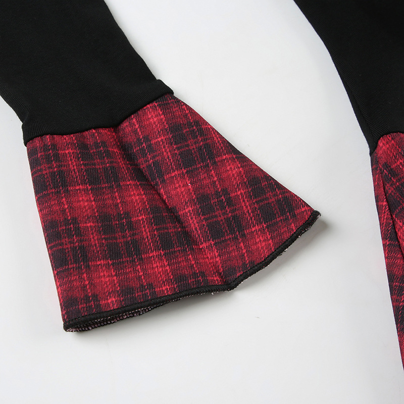 Flirty Asymmetric Checkered Trapeze Dress