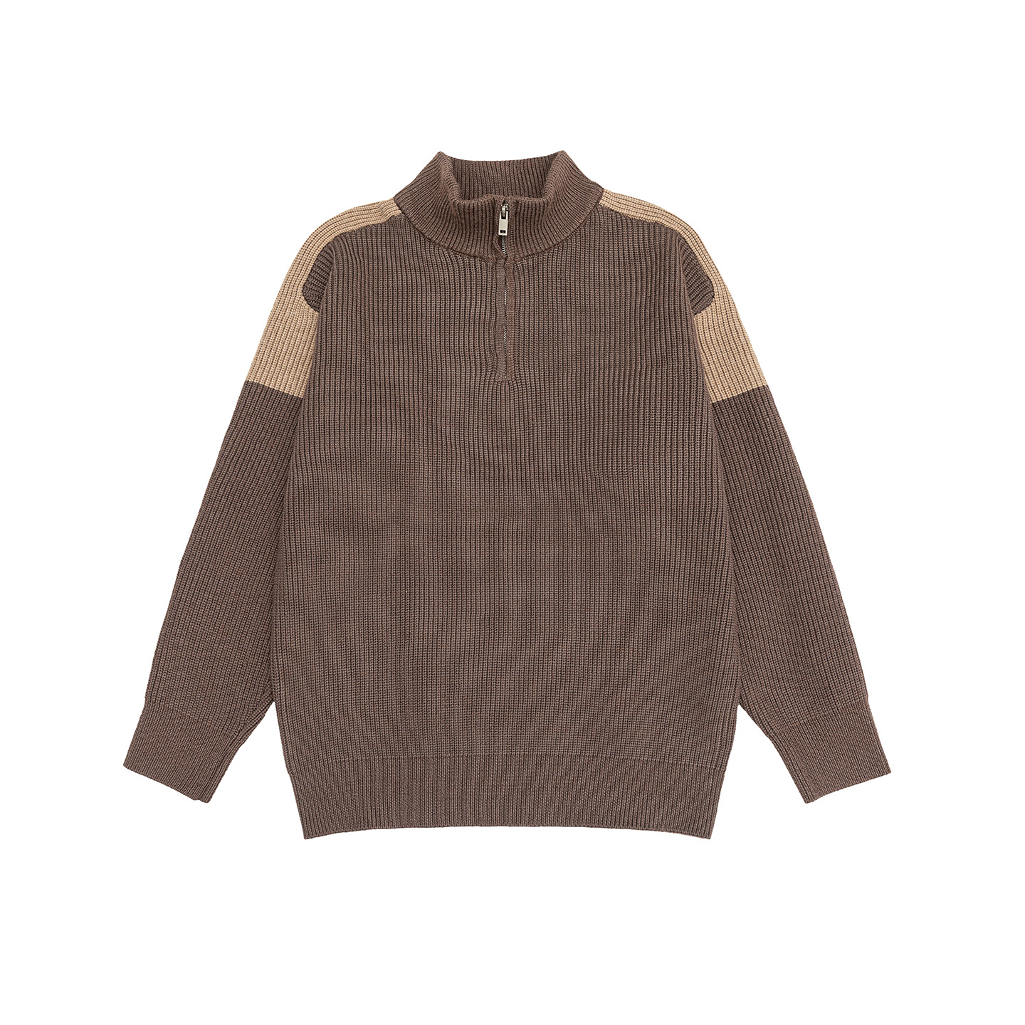 Unisex Loose Fit Long Sleeve Funnel Neck Sweater