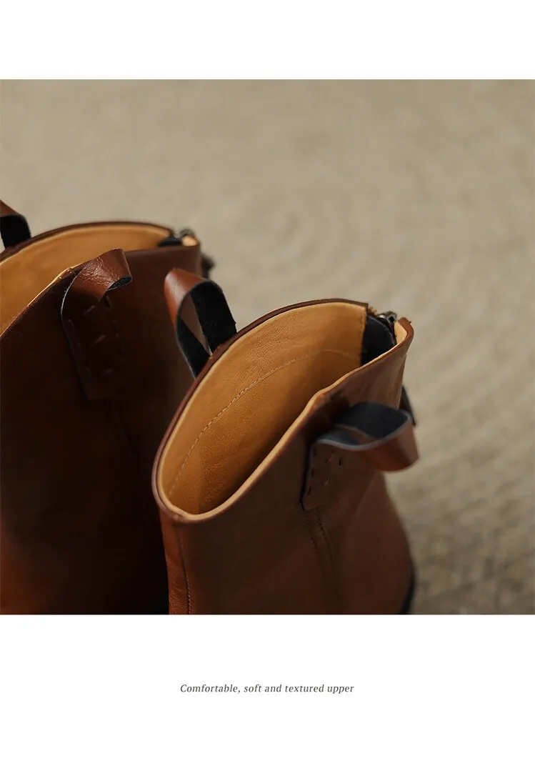 Ladies Tapered Cowgirl Microfiber Block Ankle Boots