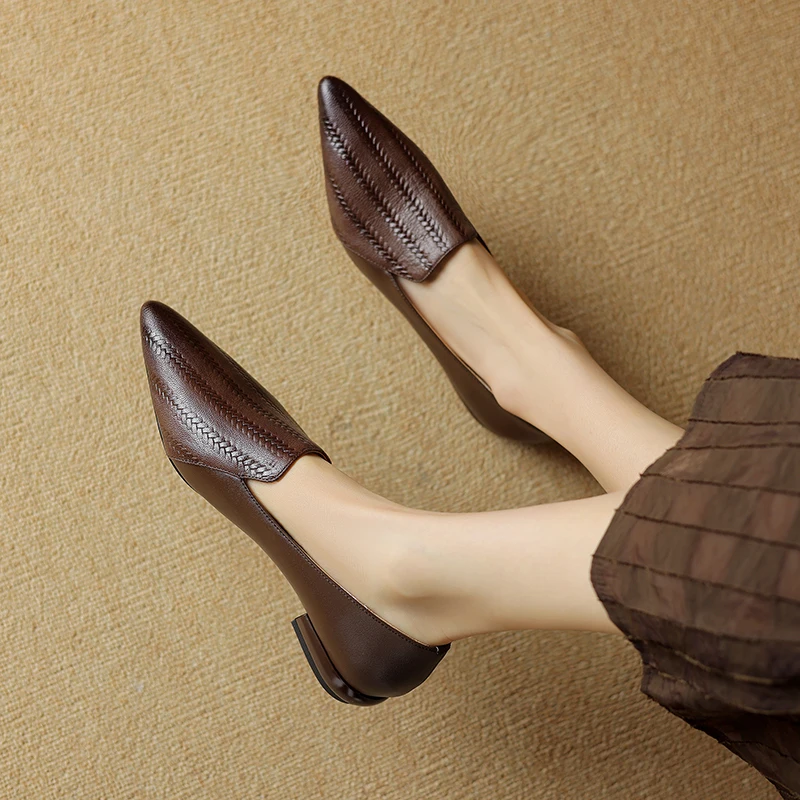 Premium Sheepskin Kitten Almond Pumps