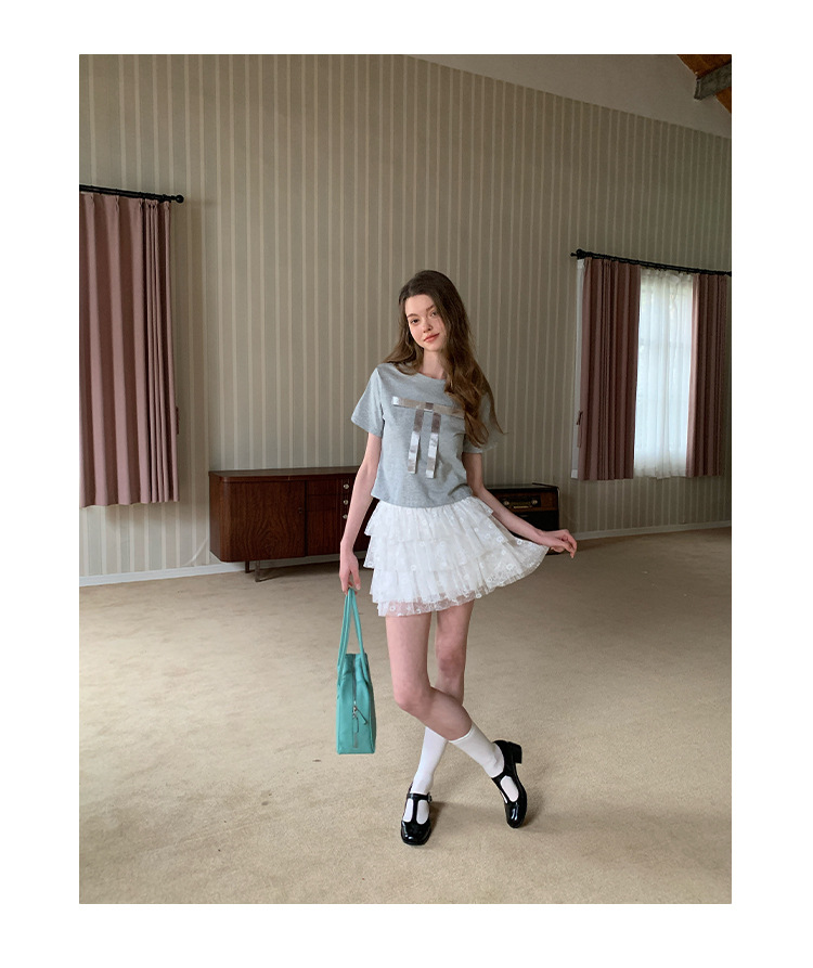 Ladies' Body-Hugging Round Neck Tie Front T-shirt