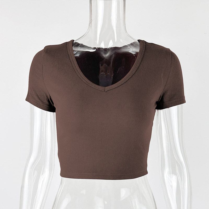 Sexy V-neck short sleeved top