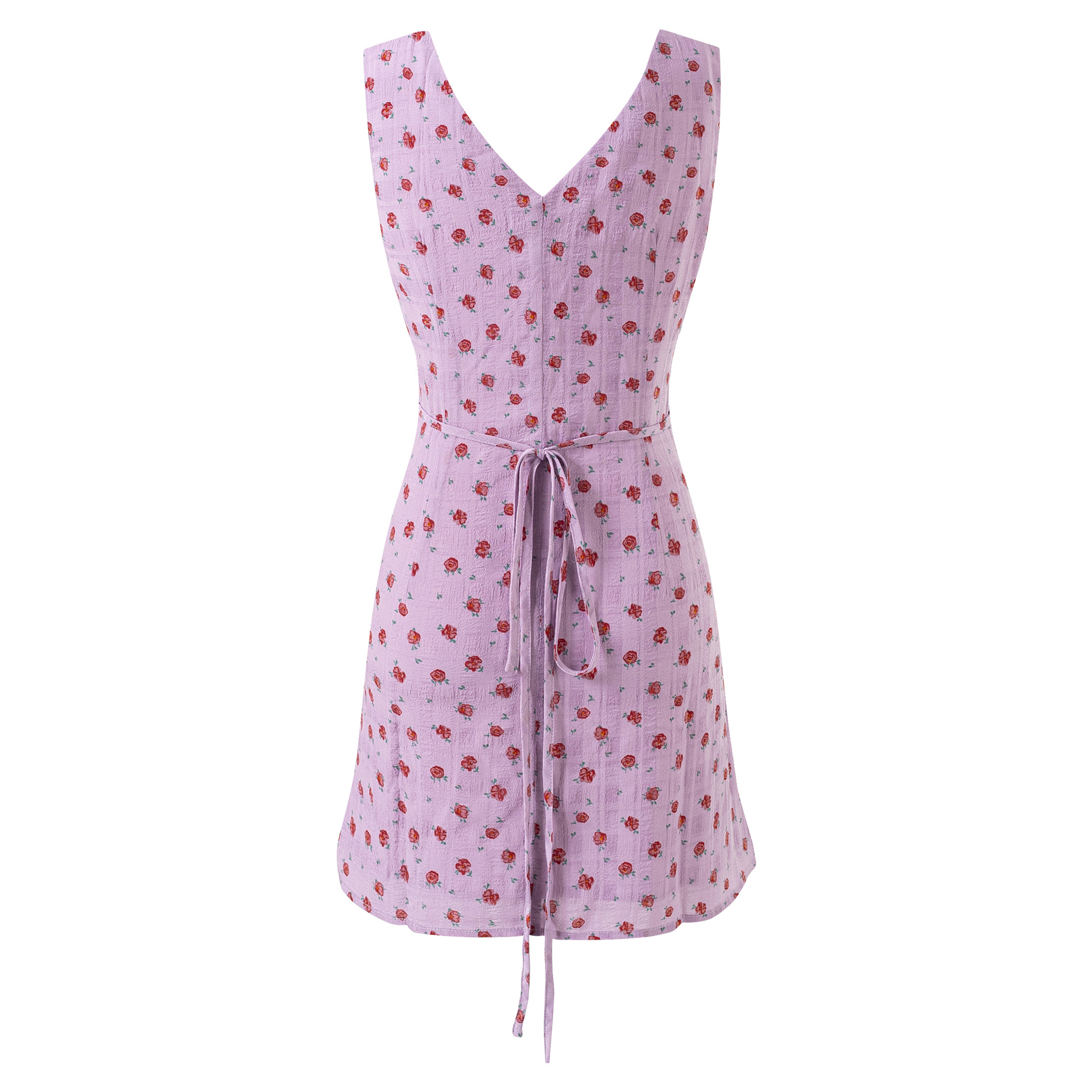 Sexy V-neck purple print strap dress