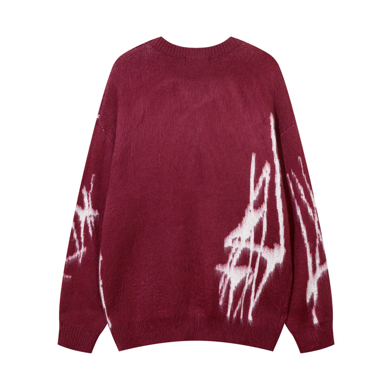 Slouchy Long Sleeve Cotton Polyester Crew Collar Sweater