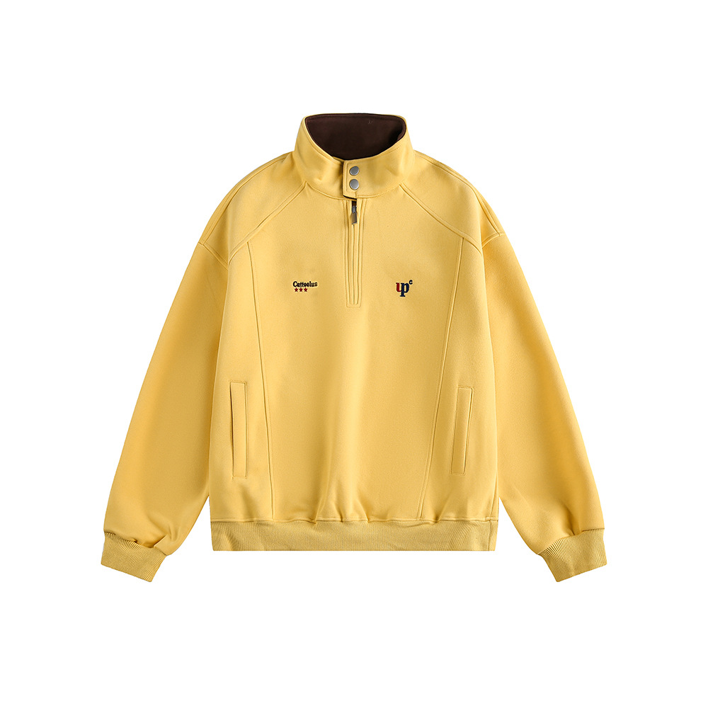 American Trend Partial Zipper Long Sleeve Sweatshirt