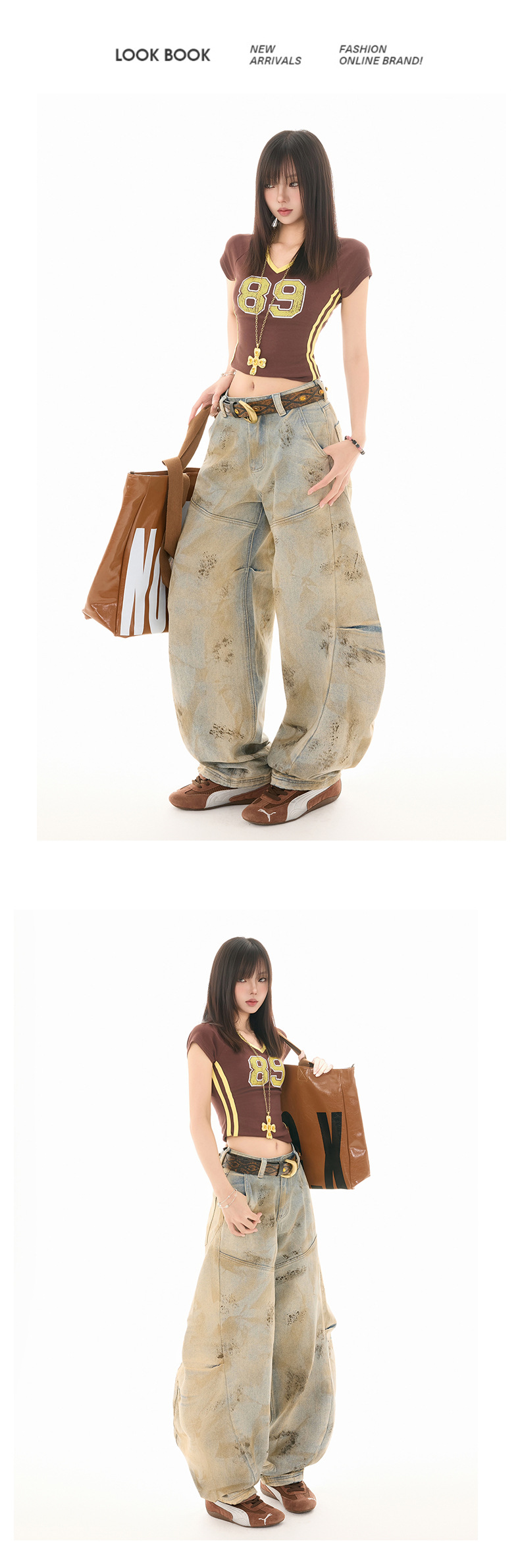 Women's Distressed Scythe Jeans Unique Design Loose Scythe Pants