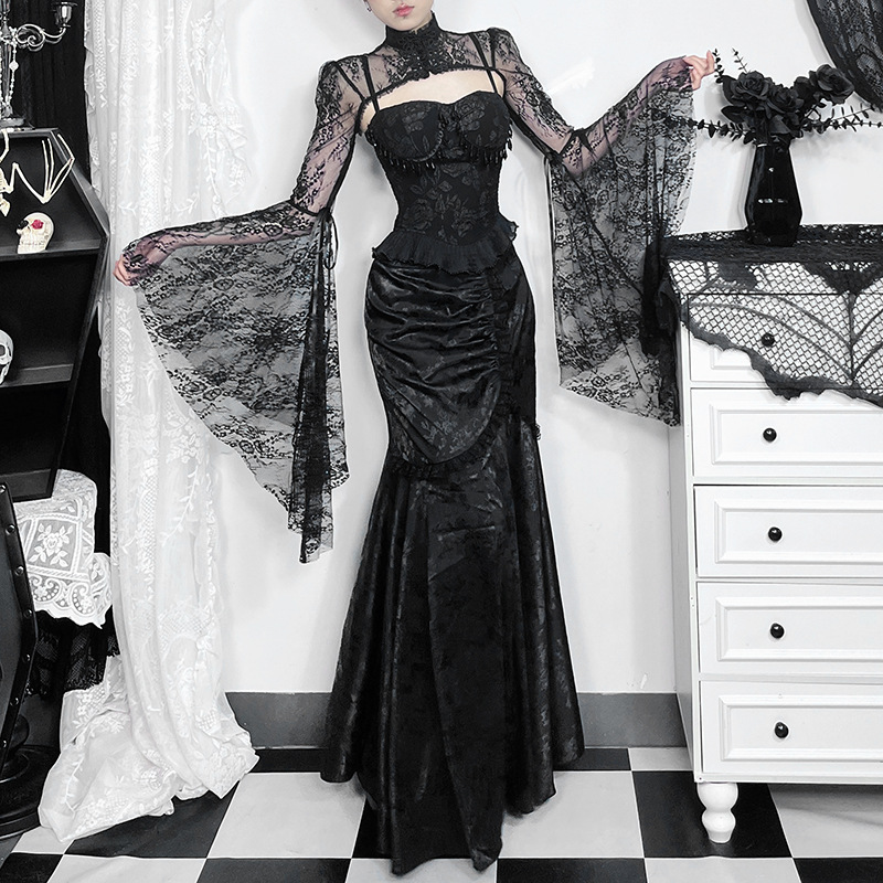 Solid Color Feminine Fitted Off-Center Trumpet Dress