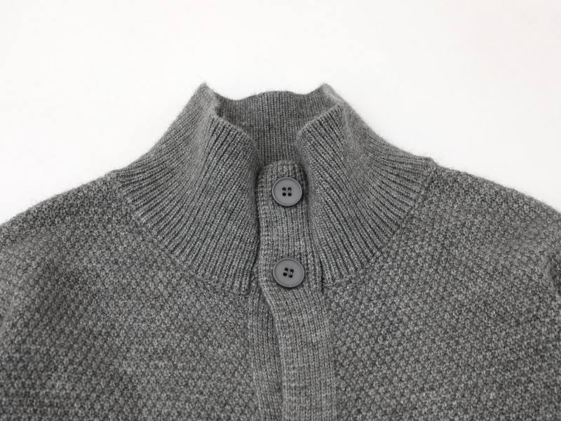 Twin Pouch Mock Neck Ribbed Vintage Cardigan