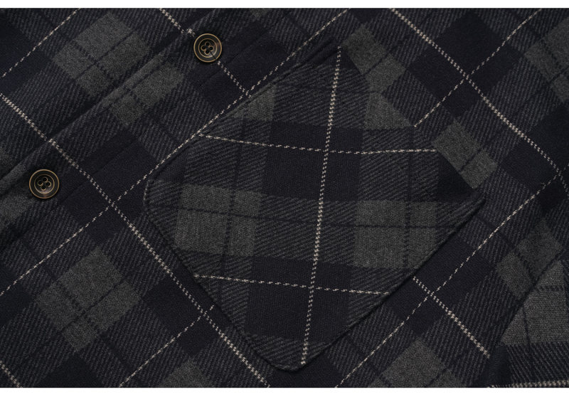 Oversized Checked Button-Down Polyester Shirt