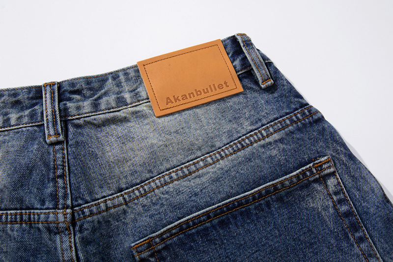 Vintage Personality Design Ripped Streetwear Loose Fit Jeans Men Hip Hop Distressed Wide Leg Long Pants