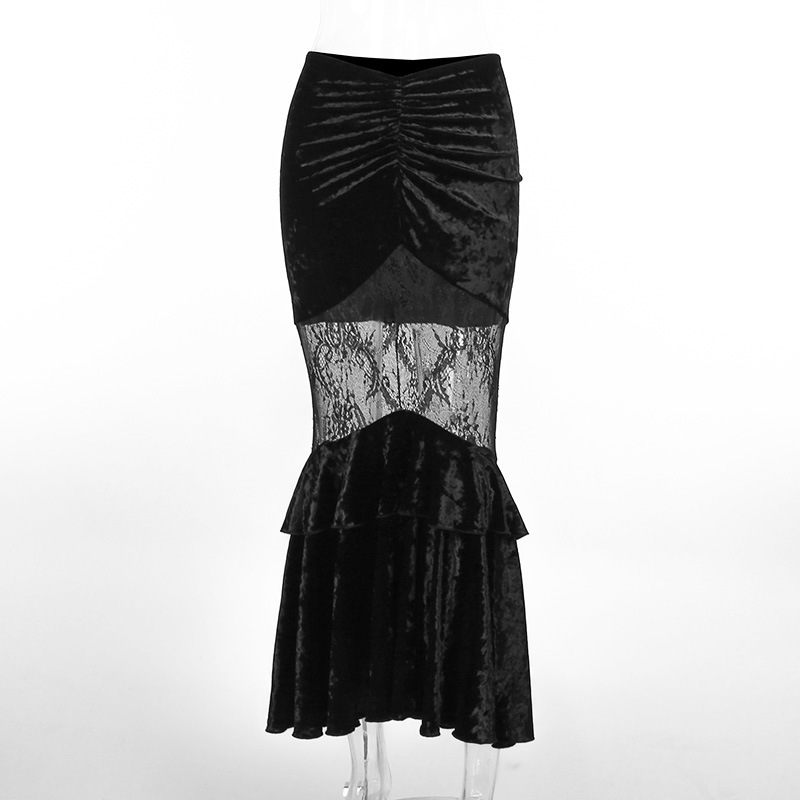 Ladies Polyester Pencil Skirt with Contrast Panels