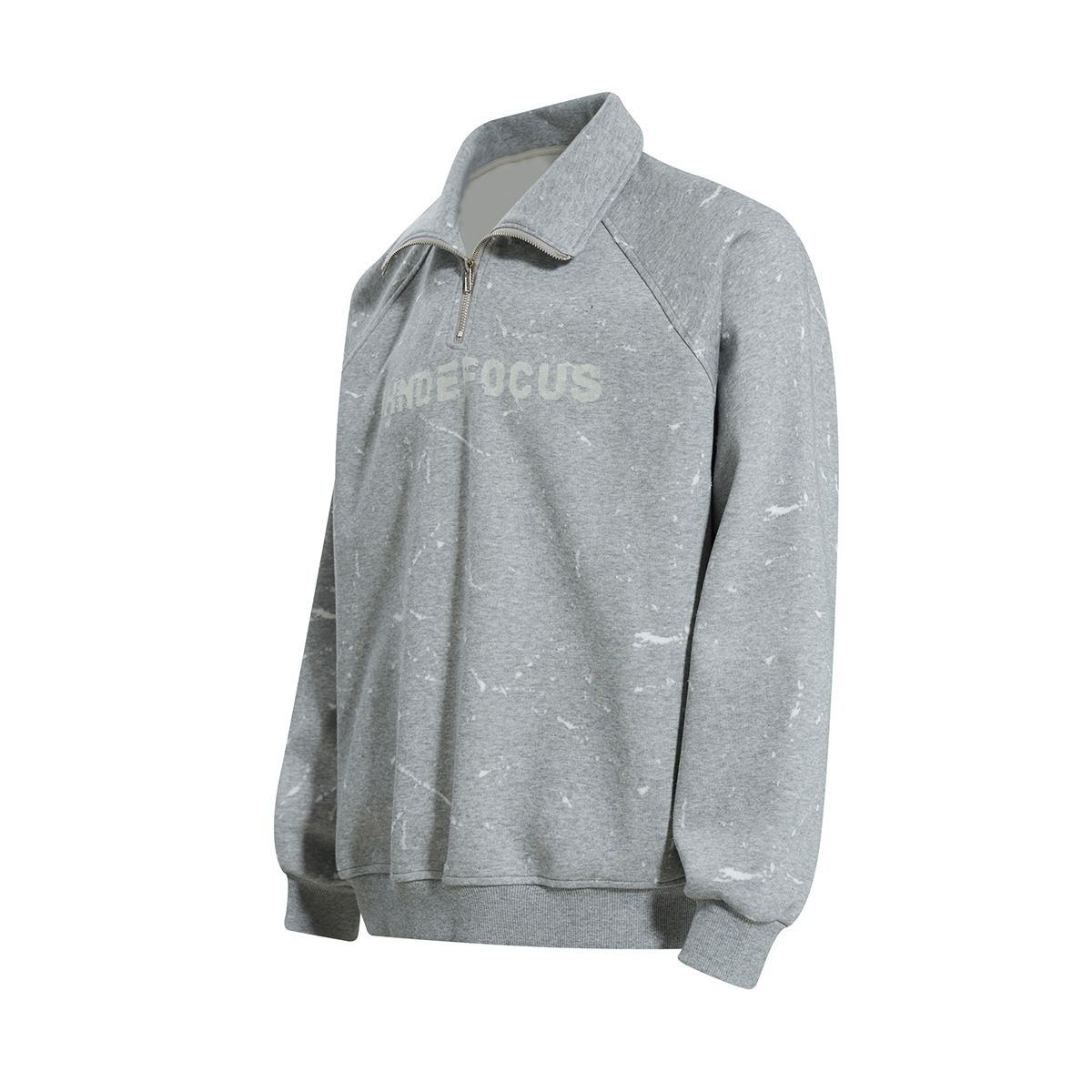 Half open collar raglan sweatshirt with flip collar sweatshirt