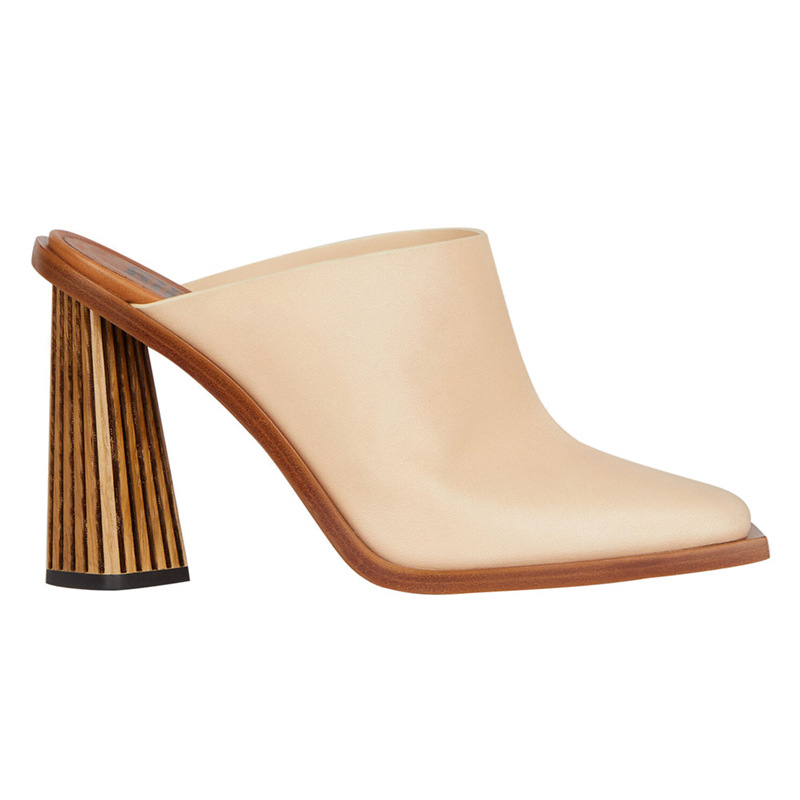 Summer Europe and The United States Catwalk High-Heeled Square Toe Toe Slippers Shaped Heel Sandals Large Size Ladies High Heels