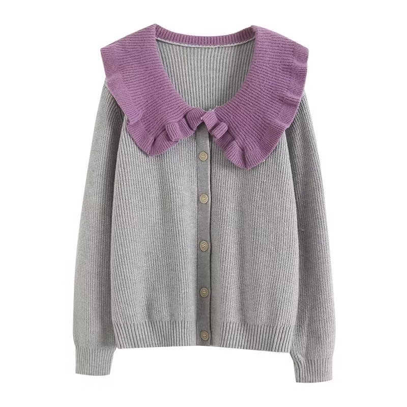 Ladies Fall Mock Collar Cardigan