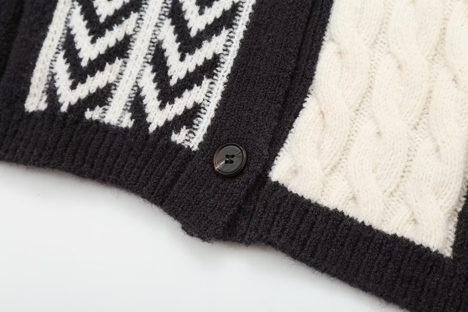 Ladies Color-Block Button Front Cardigan
