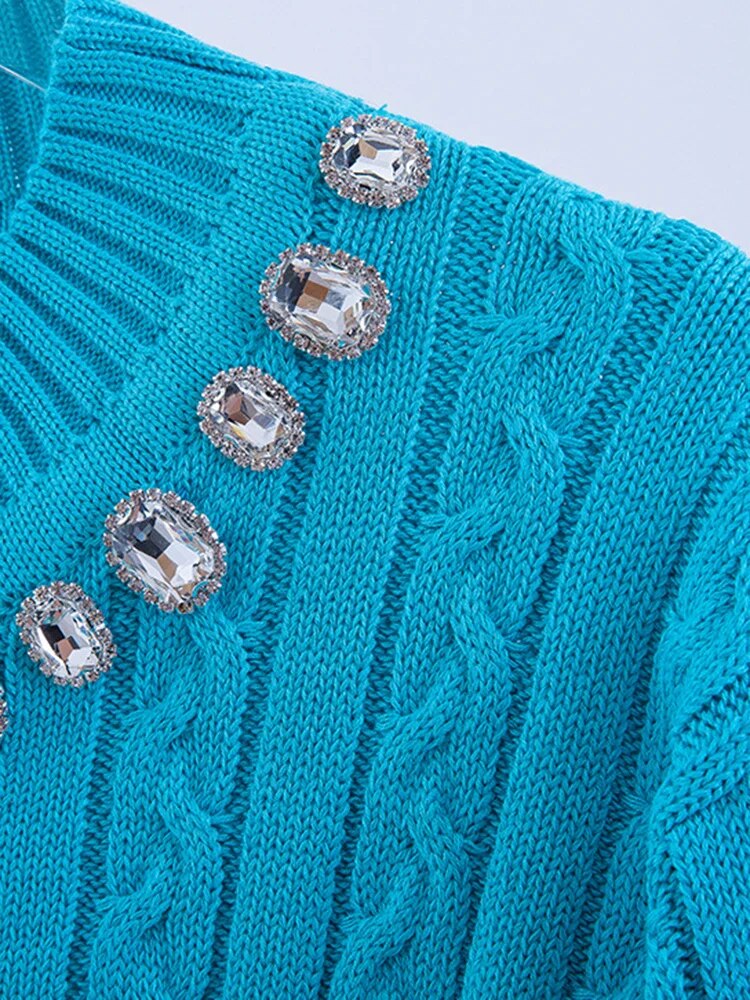 Ladies Geometric Print Crew Sweater
