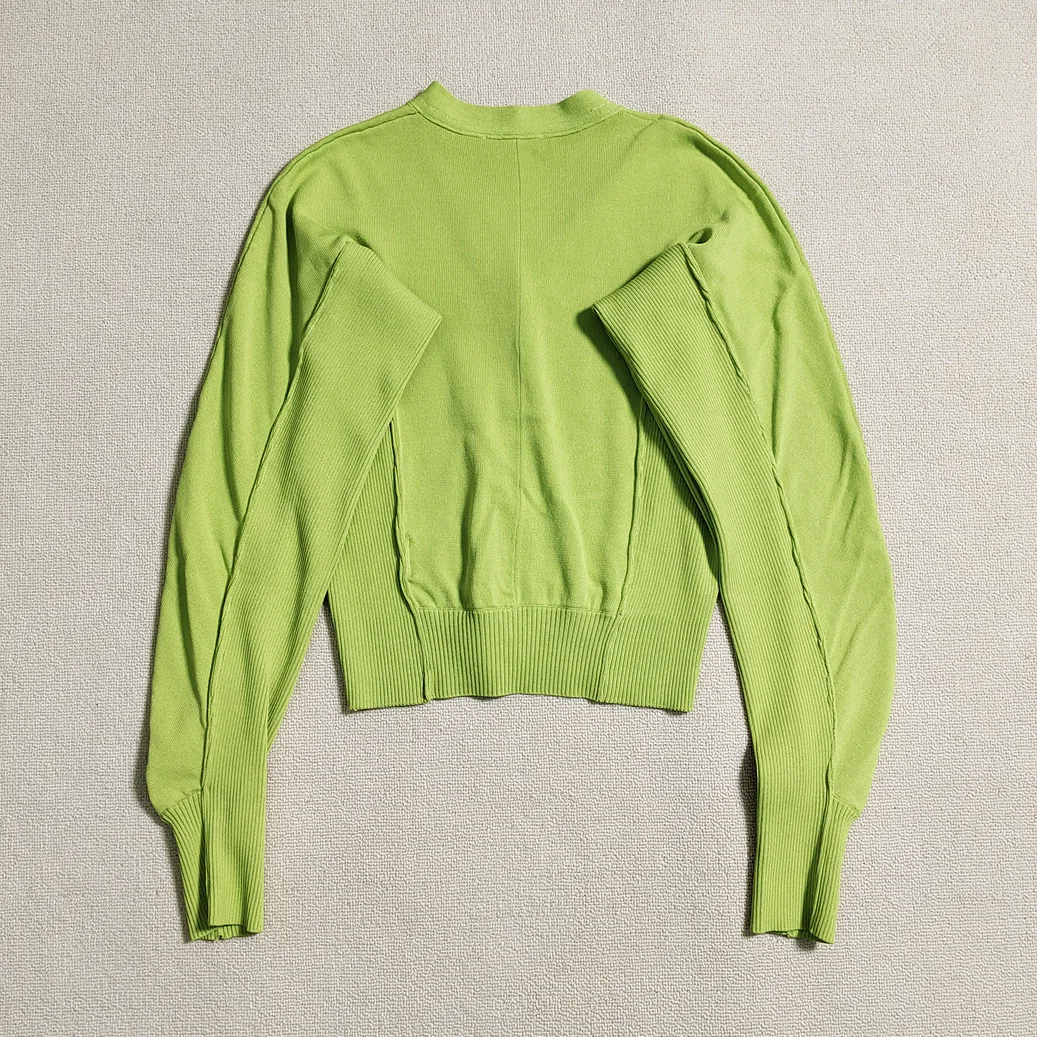 Ladies Viscose Plunge Two-Tone Button Front Cropped Cardigan