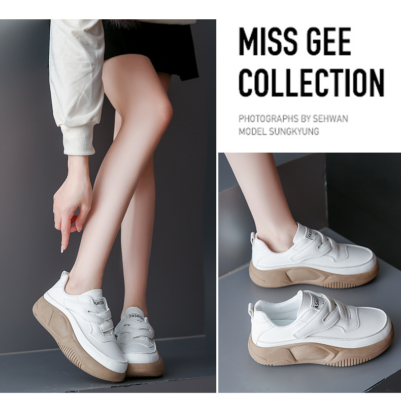 Little White Shoes Women's Spring New Korean Edition Female Students Thick Sole Velcro Board Shoes Casual Women's Shoes