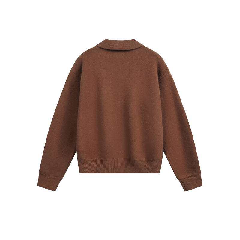 Japanese Workwear Plain Oversized Cardigan Notched Collar