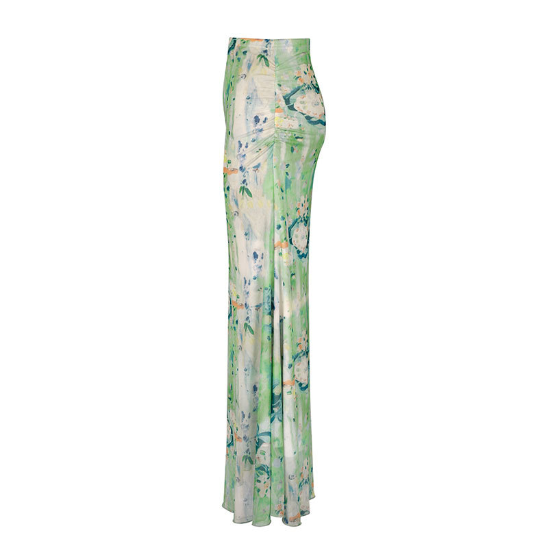 Polyester Patterned Mid-Rise Skirt