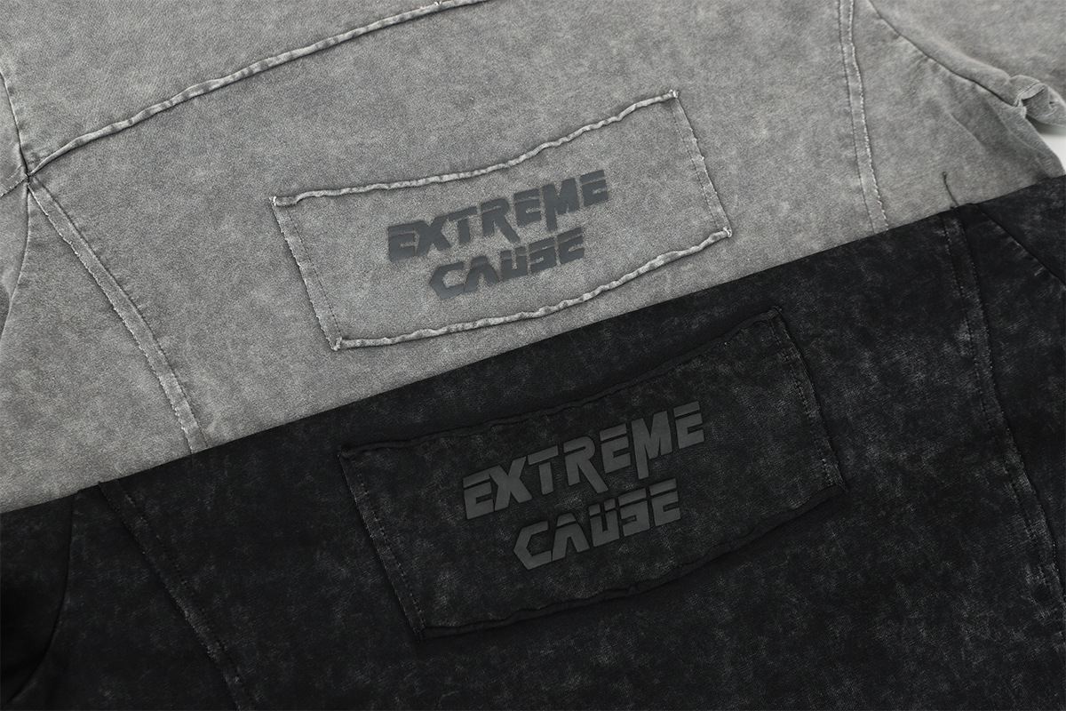 Vintage Frayed Raw-Edge Utility Cotton Crew Hoodie